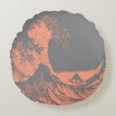 De Grote Golf Ronde Kussen Peach & Grijs (Voorkant)