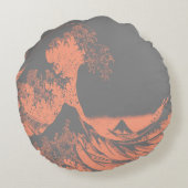 De Grote Golf Ronde Kussen Peach & Grijs (Achterkant)