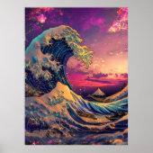 De grote golf synthwave cyberpunk artwork poster (Voorkant)