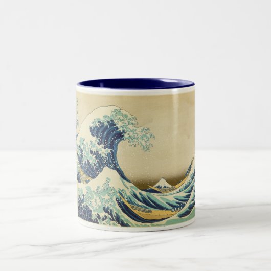 De Grote Golf van de kust van Kanagawa Tweekleurige Koffiemok (Center)