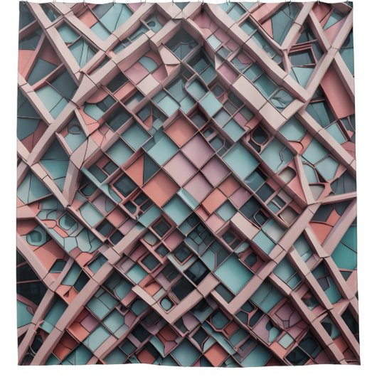 De grote golf van een pasteldoolhof. douchegordijn (Voorkant)