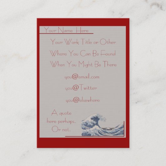 De Grote Golf van het Visitekaartje Kanagawa Chubb (Voorkant)