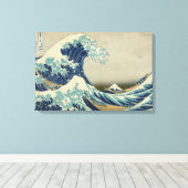 De Grote Golf van Hokusai, de  Kunst van het Hout  Canvas Afdruk (Insitu (Houten vloer))