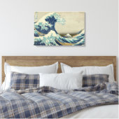 De Grote Golf van Hokusai, de  Kunst van het Hout  Canvas Afdruk (Insitu (Slaapkamer))
