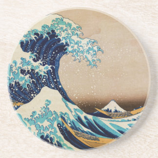 De Grote Golf van Hokusai,  Japans Zandsteen Onderzetter