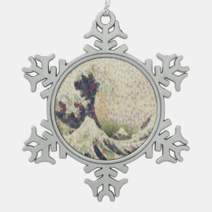 De grote golf van Honeydew Melon Fine Art Spoof Tin Sneeuwvlok Ornament