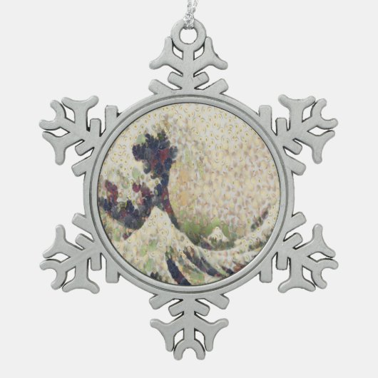 De grote golf van Honeydew Melon Fine Art Spoof Tin Sneeuwvlok Ornament (Voorkant)