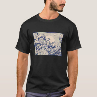 De grote golf van Kanagawa 90's kikker Japanse red T-shirt