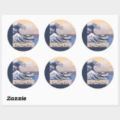 De Grote Golf van Kanagawa Boekplaat Ronde Sticker (Vel)