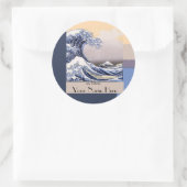 De Grote Golf van Kanagawa Boekplaat Ronde Sticker (Tas)
