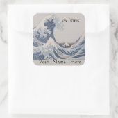 De Grote Golf van Kanagawa Boekplaat Vierkante Sticker (Tas)