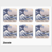 De Grote Golf van Kanagawa Boekplaat Vierkante Sticker (Vel)