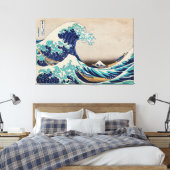 De Grote Golf van Kanagawa Canvas Afdruk (Insitu (Slaapkamer))