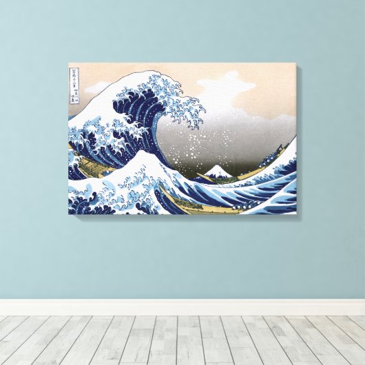 De Grote Golf van Kanagawa Canvas Afdruk (Insitu (Houten vloer))