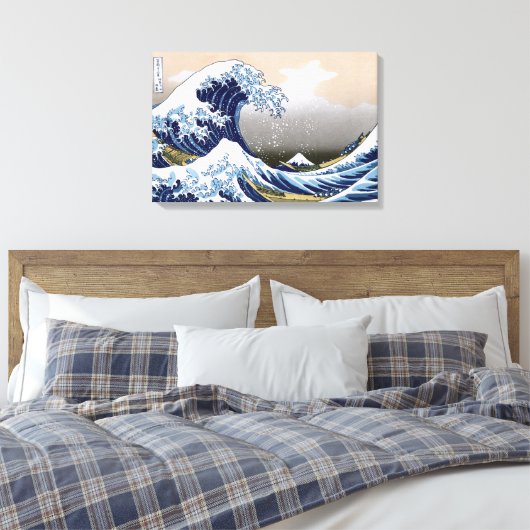 De Grote Golf van Kanagawa Canvas Afdruk (Insitu (Slaapkamer))