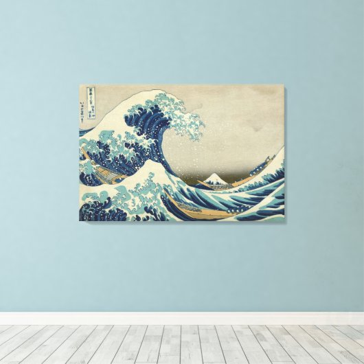 De Grote Golf van Kanagawa Canvas Afdruk (Insitu (Houten vloer))