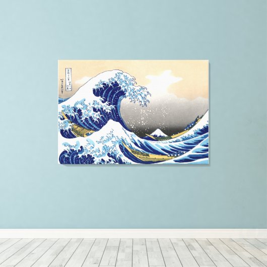De Grote Golf van Kanagawa Canvas Afdruk (Insitu (Houten vloer))