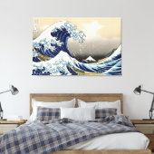 De grote golf van Kanagawa Canvas Print (Insitu (Slaapkamer))
