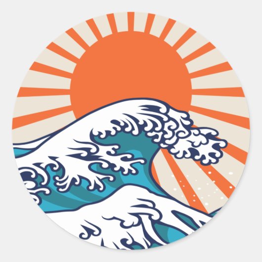 De Grote Golf van Kanagawa, de japanse golf Ronde Sticker (Voorkant)