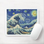 De grote golf van Kanagawa - de Sterrennacht Muismat (Met muis)