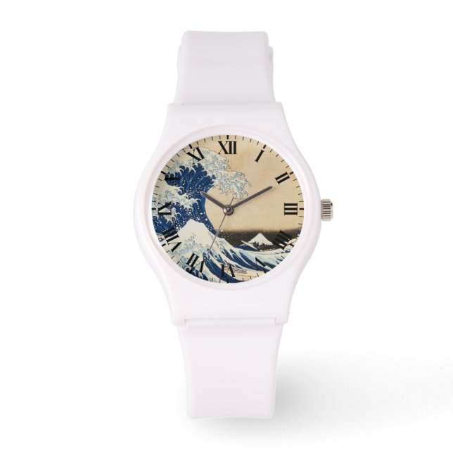 De Grote Golf van Kanagawa door Hokusai Horloge (Voorkant)