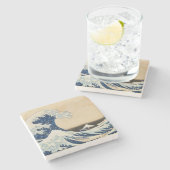 De Grote Golf van Kanagawa door Hokusai Stenen Onderzetter (Zijkant)