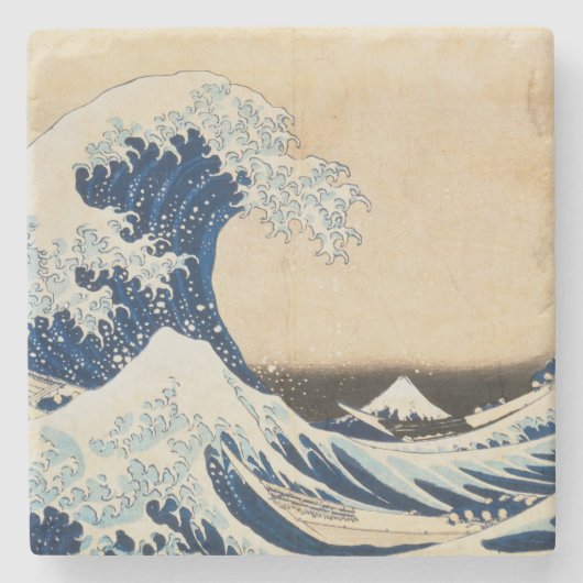 De Grote Golf van Kanagawa door Hokusai Stenen Onderzetter (Voorkant)