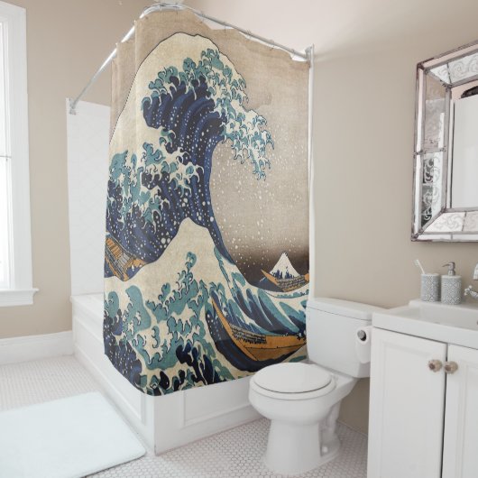 De Grote Golf van Kanagawa Douchegordijn (In situ)