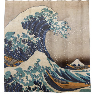 De Grote Golf van Kanagawa Douchegordijn
