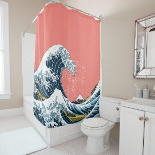 De Grote Golf van Kanagawa Douchegordijn