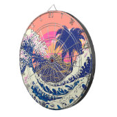 De grote golf van kanagawa- en palmbomen dartbord (Voorkant Rechts)
