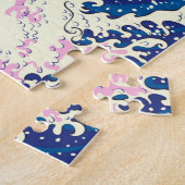 De grote golf van kanagawa- en palmbomen legpuzzel (Zijkant)