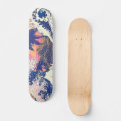 De grote golf van kanagawa- en palmbomen persoonlijk skateboard (Voorkant)