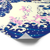 De grote golf van kanagawa- en palmbomen poster (Hoek)