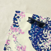 De grote golf van kanagawa- en palmbomen strandlaken (In situ)