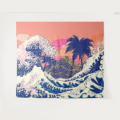 De grote golf van kanagawa- en palmbomen wandkleed (Voorkant (horizontaal))