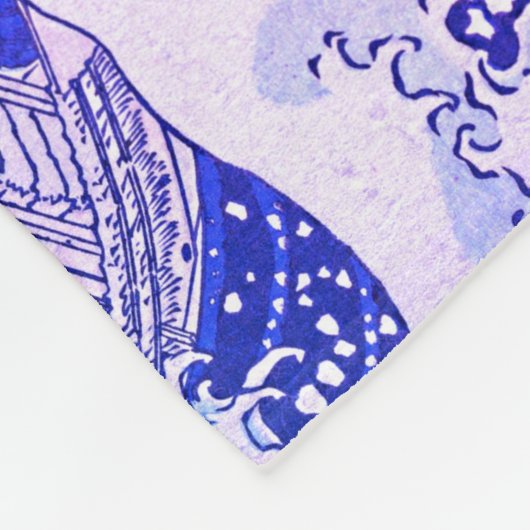 De grote golf van Kanagawa Fleece Deken (Hoek)