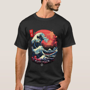 De grote golf van Kanagawa futuristische D T-shirt