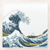 De Grote Golf van Kanagawa Glazen Onderzetter (Voorkant)