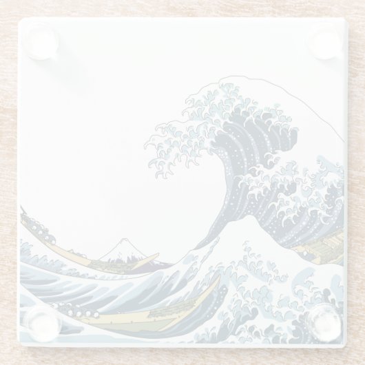De Grote Golf van Kanagawa Glazen Onderzetter (Achterkant)