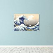 De Grote Golf van Kanagawa, Hokusai Canvas Afdruk (Insitu (Houten vloer))