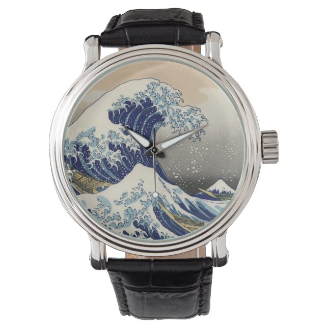 De Grote Golf van Kanagawa Hokusai Horloge (Voorkant)