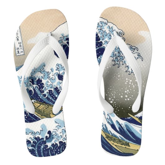 De Grote Golf van Kanagawa Hokusai Ukiyo-e Teenslippers (Voetbed)