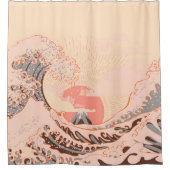 De grote golf van kanagawa in zonsopgang douchegordijn (Voorkant)