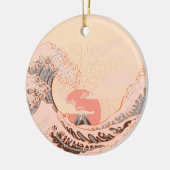 De grote golf van kanagawa in zonsopgang keramisch ornament (Links)