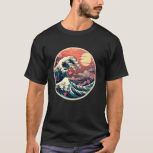 De grote golf van Kanagawa Japan Art Sunset Cherr T-shirt