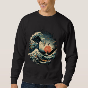 De grote golf van Kanagawa Japan Art Sunset Cherr Trui