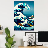 De Grote Golf van Kanagawa  Japanse kunst Poster (Thuiskantoor)