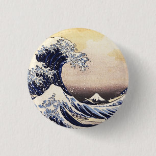 De grote golf van Kanagawa  Japanse kunst Ronde Button 3,2 Cm