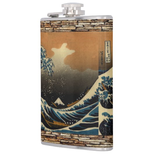 De Grote Golf van Kanagawa  Japanse Kunstenaar Heupfles (Links)